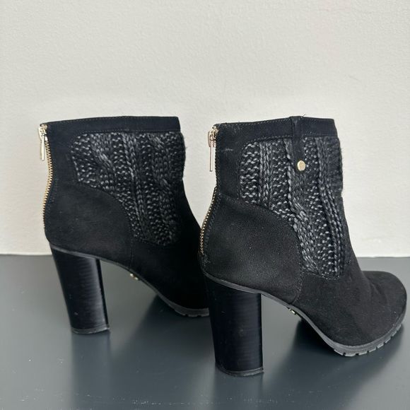 Juicy couture Black Suede Ankle Heel Braided Booties Size 8.5 - Picture 5 of 7